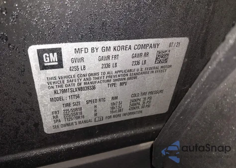 2022 Chevrolet Trailblazer Fwd Rs z USA, uszkodzony, nr VIN KL79MTSLXNB039336